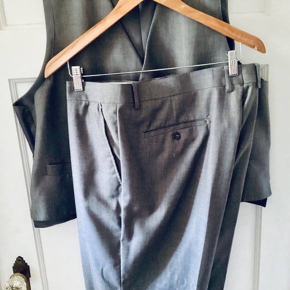 Fabio Fabrinni 3-Piece Suit Men's 42L Gray 2-Button Notch Lapel Formal Wedding - Picture 12 of 16